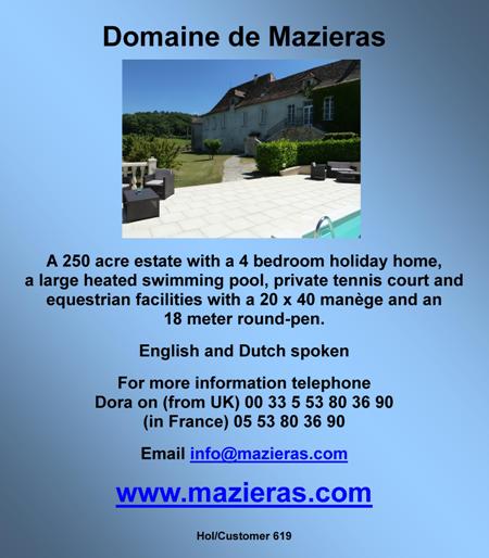 Domaine de Mazieras,4 bedroom holiday home,heated swimming pool,private tennis court,equestrian facilities,English,Dutch,Dordogne