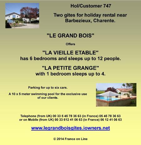 Two gites for holiday rental,Barbezieux,Charente,sleeps 12,sleeps 4,swimming pool